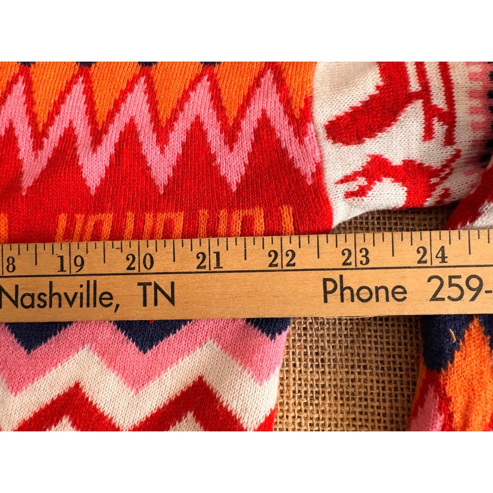 Festive Womens Christmas Cardigan Sweater Red Fair Isle Reindeer Scalloped Hem M - Picture 4 of 5